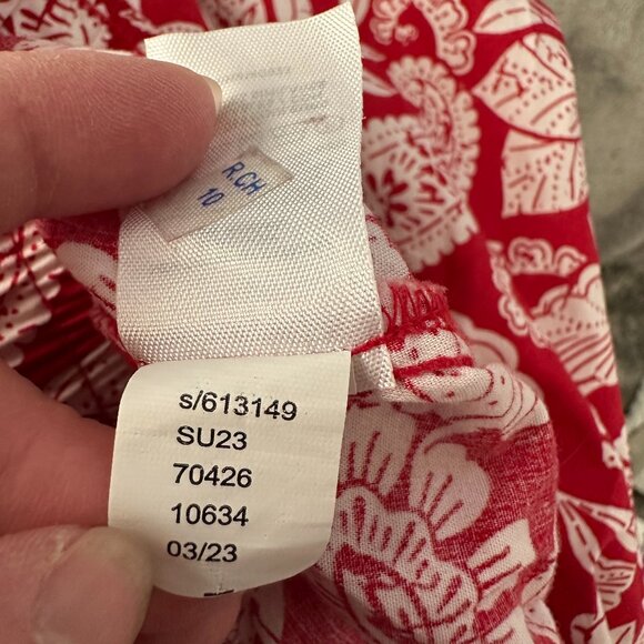 Ann Taylor LOFT Tango Red Paisley Button Pull On Midi Skirt Tank Top Women's XL - Picture 9 of 9